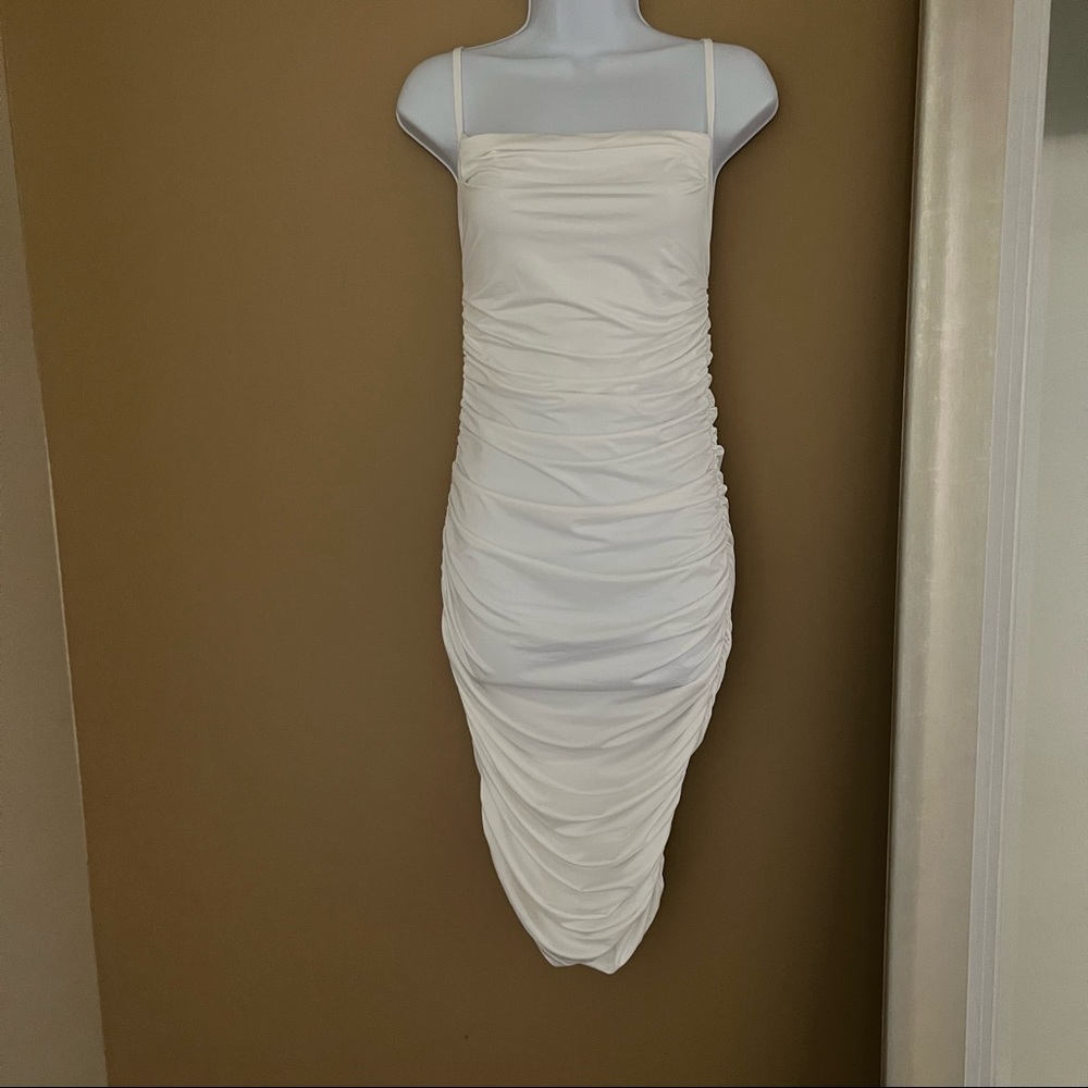 Women’s white ruched dress